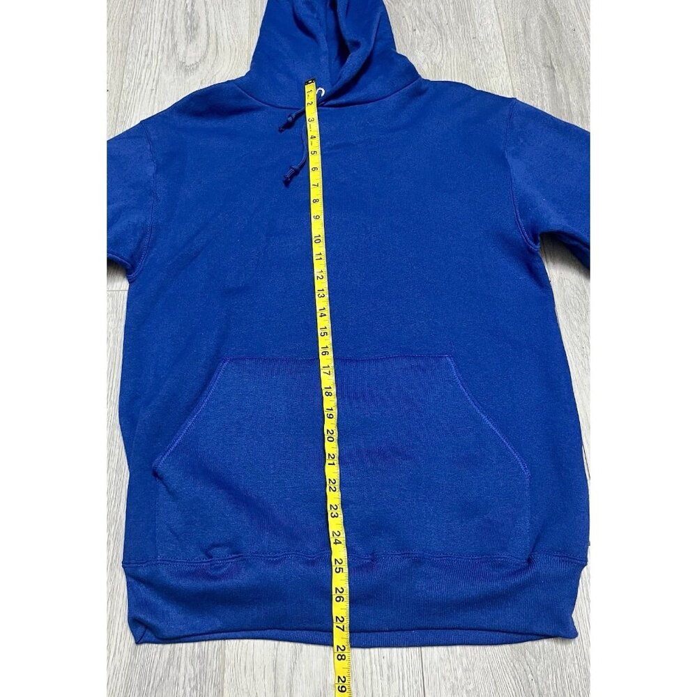 New Vintage 90s Jerzees Blank Pullover Hoodie Sweatshirt Blue Men’s Size Medium - Picture 5 of 6